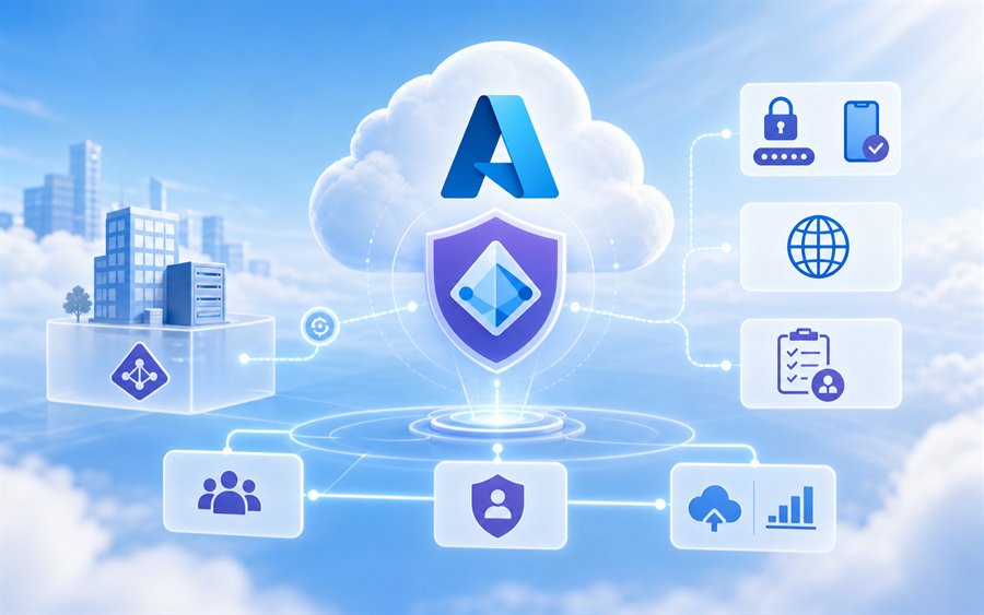 Kursbild zur Azure und Entra ID Administration mit Cloud, Identitätsschutz, MFA und Hybrid Directory